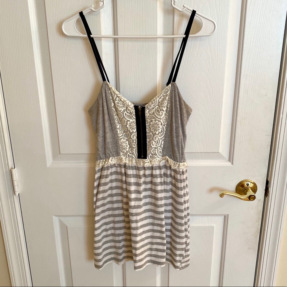 Gray and white spaghetti strap tunic. Size small